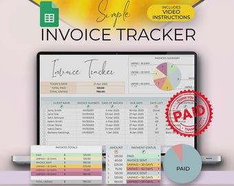 INVOICE TRACKER Spreadsheet for Google Sheets, Small Business Template, Freelance Invoice Management, Business Tool