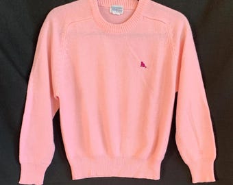 Vintage Tommy’s by Janne Crewneck Sweater with embroidered cat - light pink size L