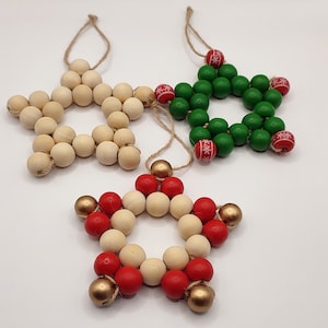 Handmade Wooden Star Christmas Ornaments | Set of 3 or single| Rustic Holiday Tree Decor