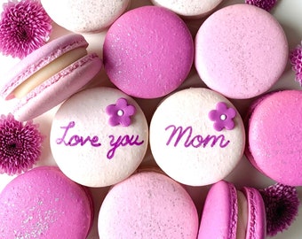 Mother's Day Macarons - Macaroons Cookies Treats Delicious Flavor - Pink Love Mom Gift Macarons - Carousel Macarons