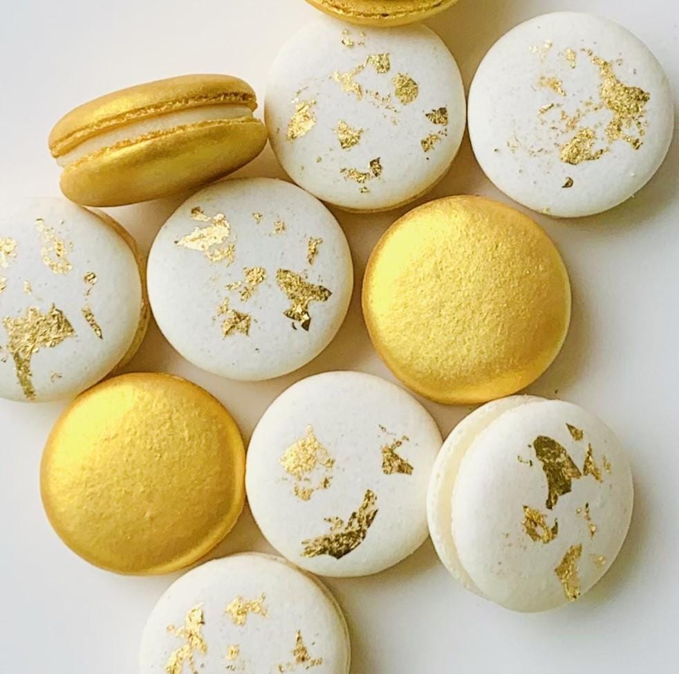 Gold Macaron Collection - White Macarons With 24 Karat Edible Gold