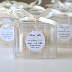 Set of Dozen White Pearl Macaron Favor Boxes - Macaroons Cookies Delicious Bridal Wedding Baby Shower - Carousel Macarons