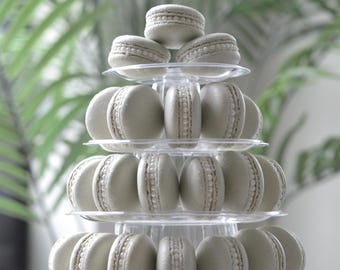 Light Sage Pearl Macaron Tower - Macaroons Cookies Treats Delicious - Bridal Wedding Baby Shower Event Celebration - Carousel Macarons