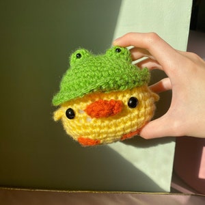 Duck with frog hat | Amigurumi | crochet plushie | handmade gift | crochet duck
