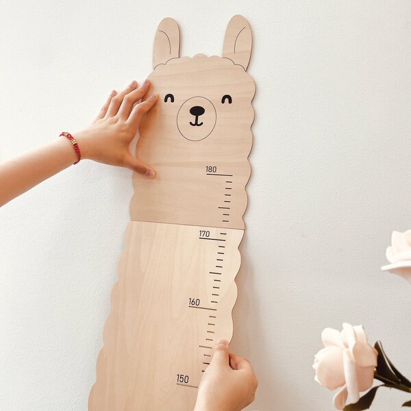 Custom Name Llama Growth Chart Wooden, Personalized Wood Height Chart Growth Chart Ruler, Custom Growth Chart Ruler For Baby Wall Hanging