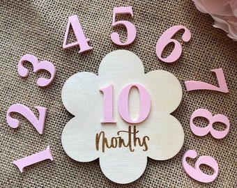 Cloudy Wooden Baby Monthly Milestone Card Used for Baby Pregnancy Photography Props, Hello World Newborn Baby Announcement Sign Decor