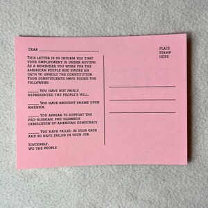 Pink Slip Postcards: Protest Elected Officials (Digital Download) image 4