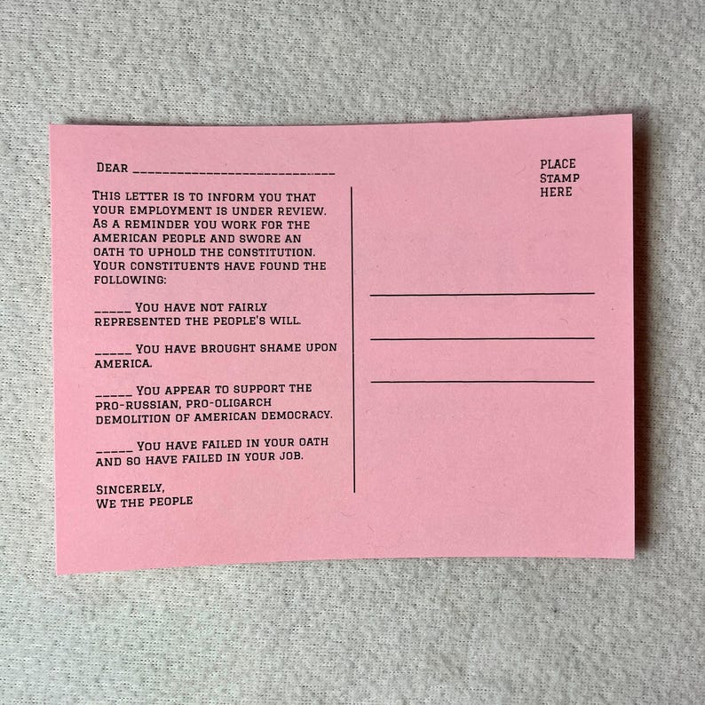 Pink Slip Postcards: Protest Elected Officials (Digital Download) image 4