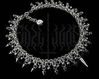 "Iris" choker, stainless steel spike choker, chainmail alternative jewelry