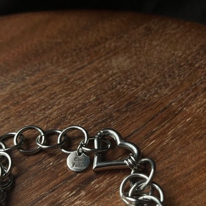 BRACELET ABYSSAL LOVE, bracelet cœur en acier inoxydable, bracelet en côte de maille, accessoire gothique/alternatif, persian 4 en 1 image 5