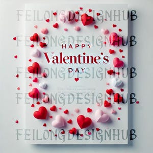 Happy Valentine&#39;s Day Retro, Hearts, Digital Download