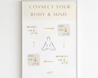 Box Breathing Print: Mindfulness Mental Health Wall Art; Therapy Office Decor (Digital Download)