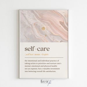 Self Care Definition Wall Art | Self Care Inspirational Poster | Aesthetic Print Decor | Self Care Quote | Boho Home Decor | Printable Art