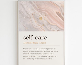 Self Care Definition Print: Inspirational Quote, Boho Decor (Digital Download)