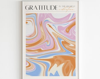 Aura Gratitude Poster | Retro Pink Swirl Art (Digital Download)