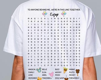 Theme park wordsearch  PNG.  Castle PNG.Interactive shirt for lines. wordsearch shirt design.  Princess shirt . Cute design .