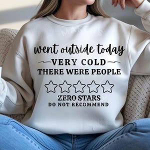 Var ute idag, väldigt kallt, det fanns människor, PNG | Zero Stars Rekommenderar inte, roligt vintercitat | Sarkastisk introvert skjortdesign