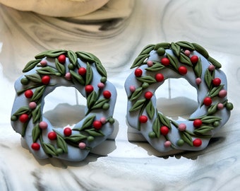 Handmade Polymer clay Christmas statement earrings