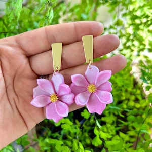 Handmade clay floral/flower  statement earrings