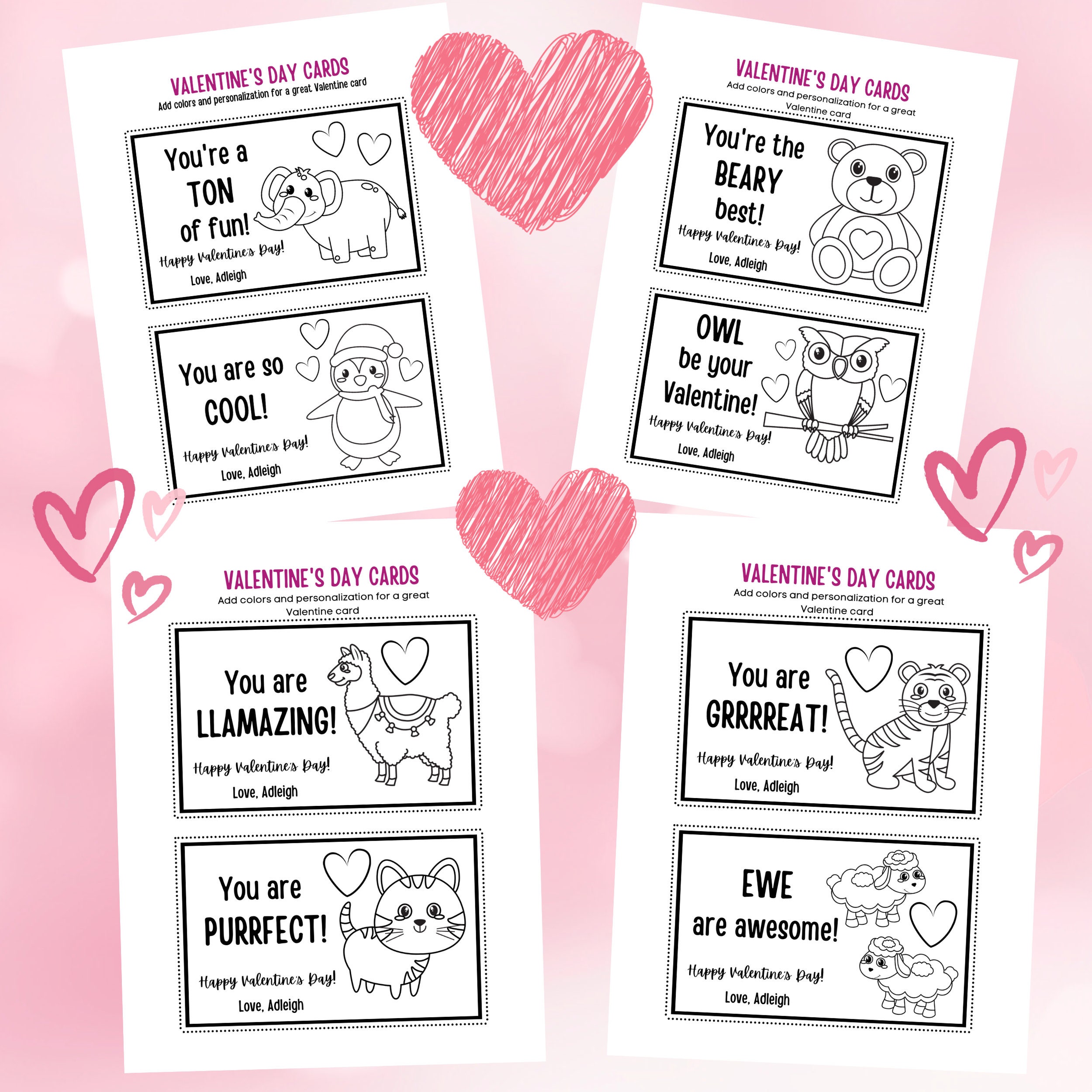 Valentine’s Day Cards, Printable Valentine’s, Personalized Valentine’s Cards, Kids Valentine ...