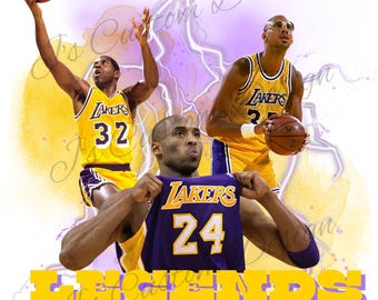 Lakers Legends PNG, basket-ball, conception de t-shirt, conception imprimable, conception de tee-shirt bootleg, téléchargement numérique, Kobe Bryant, Magic Johnson, Kareem