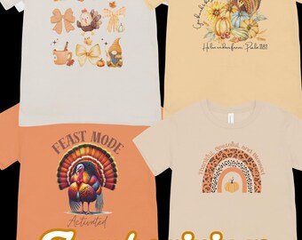 Ensemble PNG pour Thanksgiving, Thanksgiving coloré, Thanksgiving PNG, Gobble til you wobble, Thanksgiving reconnaissant béni, conceptions de chemises d'ambiance d'automne