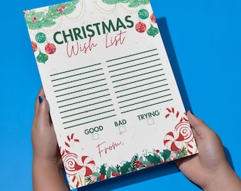 Liste de souhaits de Noël, liste de souhaits imprimable, liste de Noël 2024, liste de Noël pour enfants, liste de souhaits en téléchargement numérique, liste de souhaits de Noël imprimable