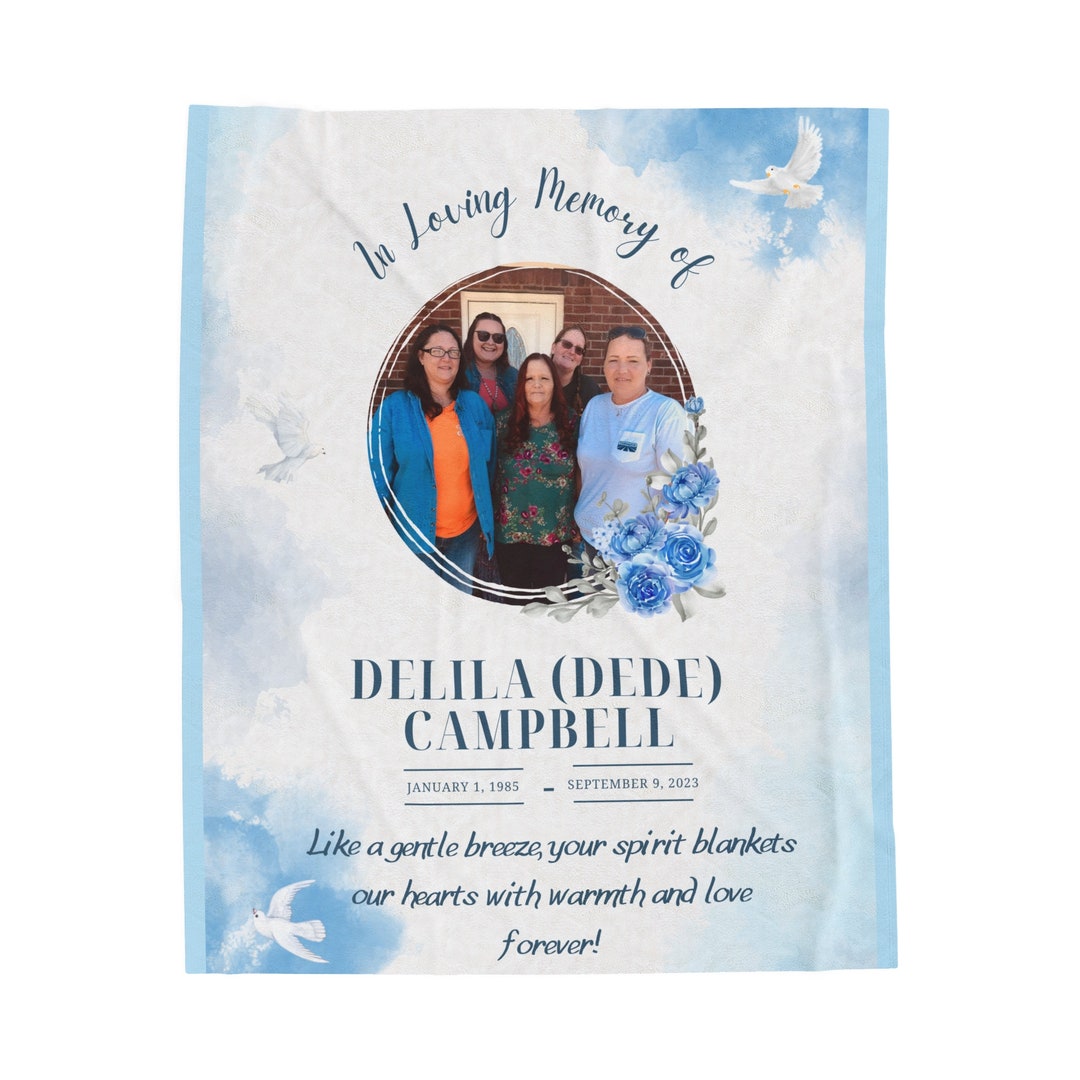 Memorial Blanket, Sympathy Gift, Picture of Loved One, in Loving Memory