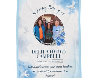 Memorial Blanket, Sympathy Gift, Picture of Loved one, In loving memory blanket, Personalized sentimental gift, Condolence gift, bereavement