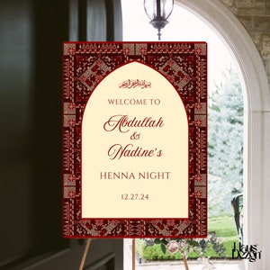 Elegant Palestinian Henna Welcome Sign, Simple, Tatreez Pattern, 3roosa, Palestinian Wedding, Henna Night, Welcome Poster, Digital Download