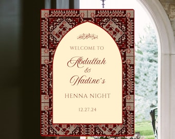 Elegant Palestinian Henna Welcome Sign, Simple, Tatreez Pattern, 3roosa, Palestinian Wedding, Henna Night, Welcome Poster, Digital Download