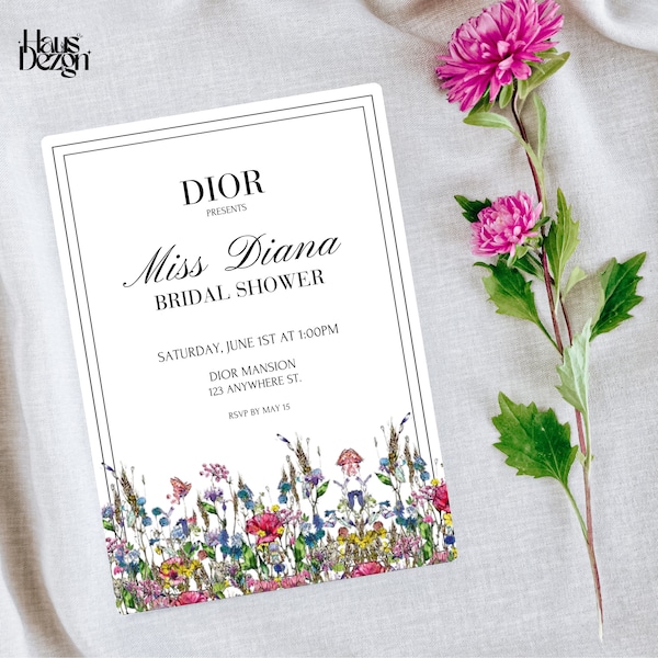 Faire-part de douche nuptiale d'inspiration parisienne, floral, vieil argent, élégant, toile, invitation de douche nuptiale, mariée de luxe, numérique