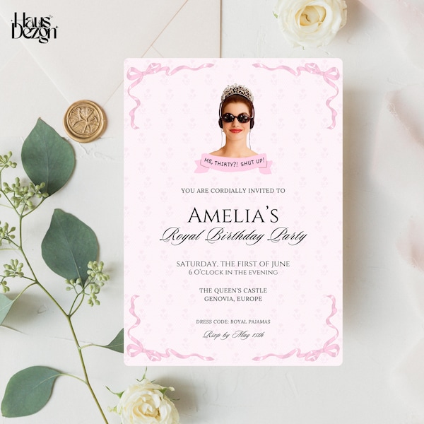 Princess Diaries Birthday Party Invitation, Editable Template, Royal Sleepover Invite, Genovia, Princess Theme Party, Bridal, Digital