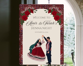 Afghan Henna Night Welcome Sign, Digital Download, Editable Template, Henna Welcome Poster, Henna Party Sign, Afghan Wedding