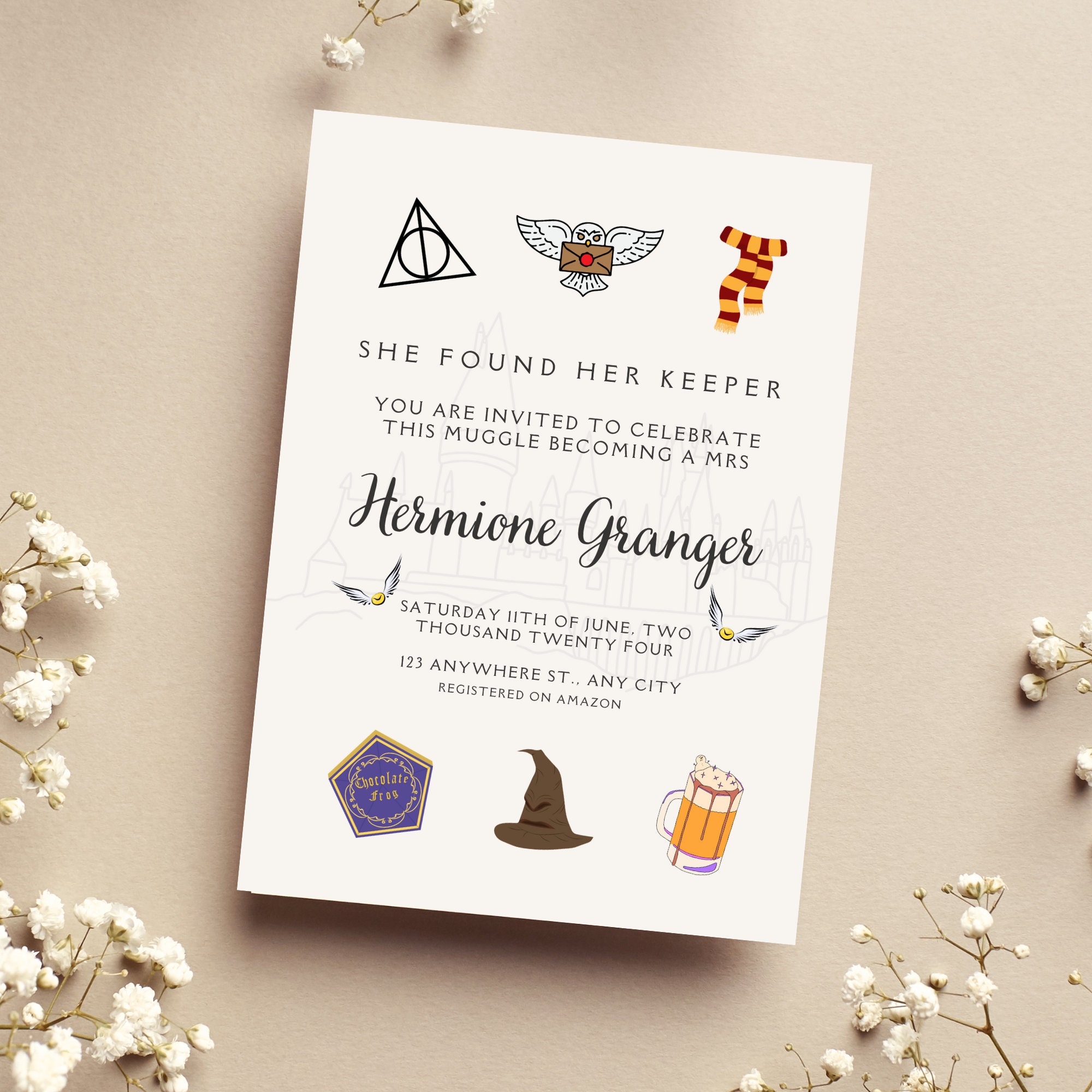 Magical Harry Potter Bridal Shower Invitation- Digital Invite- Hogwarts ...