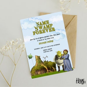 Shrek thema-dezelfde moeras Forever bruids douche uitnodiging-digitale download-bewerkbare-bachelorette