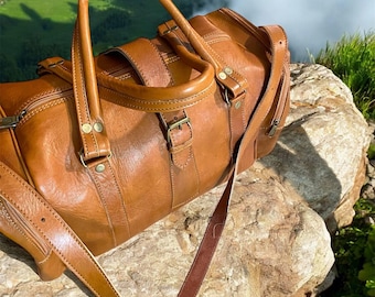 Premium Handmade Leather Duffel Bag - Perfect for Travel and Unique Gifts - Real Leather