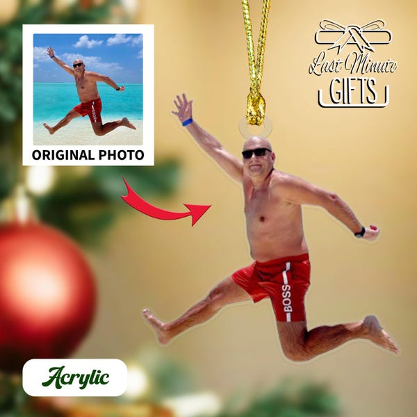 Funny Christmas Photo Ornament: Custom Acrylic Picture Ornament