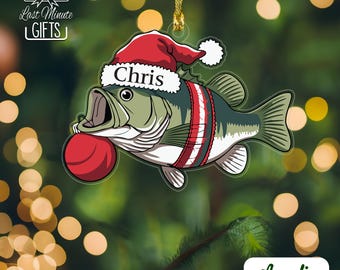 Custom Fishing Bass Christmas Ornament, Fishmas Tree Decor (Acrylic)