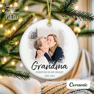 Personalized Memorial Ornament, Grandma Loss Acrylic Ornament, Grandma Remembrance Ceramic Ornament, Customized Photo Memorial Day Gift