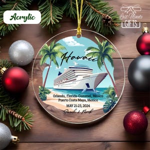 Custom Cruise Ship Ornament: Couples Vacation Souvenir (Acrylic or Ceramic)