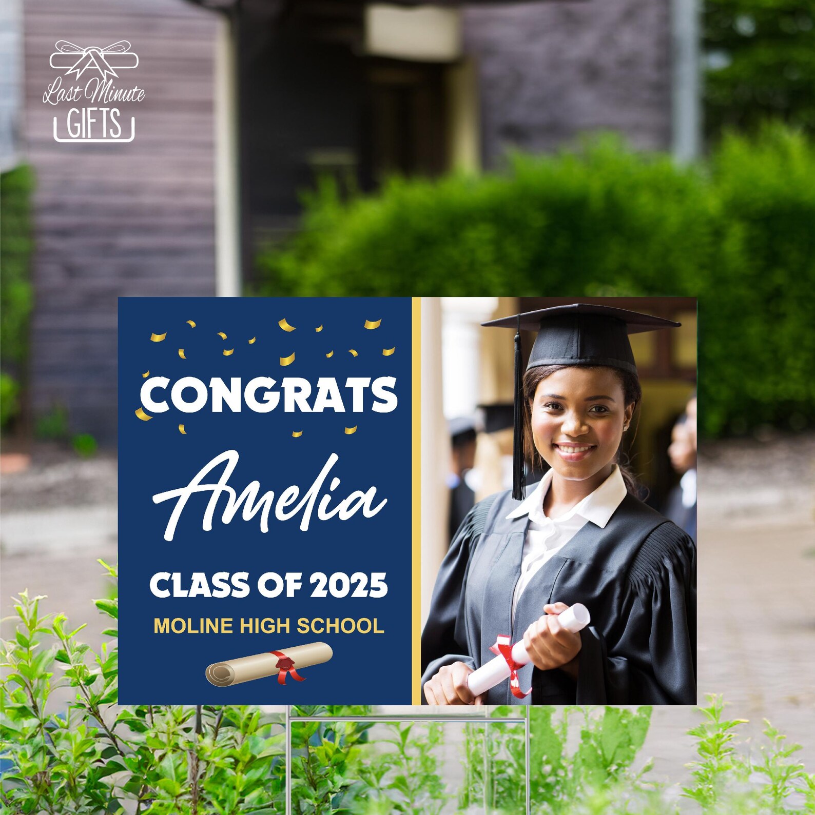 Grad Sing Custom Photo Graduation Yard Sign, Custom Yard Sing Class of 2025 Yard ...
