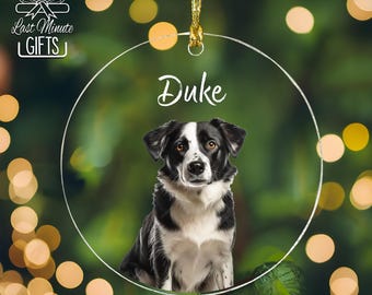 Personalisierter Haustier Foto Ornament: Individueller Acryl Hund Weihnachtsdekoration