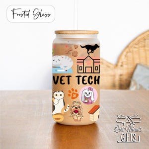 Veterinarian Frosted Glass Drinking Jar: Vet Tech Gift