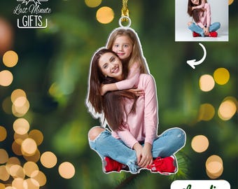 Kundenspezifische Foto-Acrylweihnachtsverzierung: Familienandenken