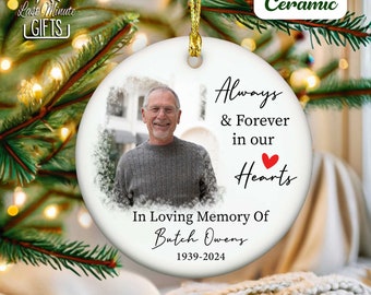 Aangepaste foto Memorial ornament, papa herinnering keramische ornament, Memorial Day acryl ornament, papa verlies ornament, begrafenis ornamenten