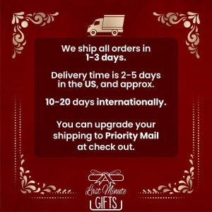 a red background with a white border and a red box with a delivery truck on