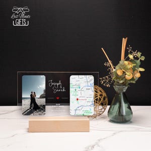 Personalisierte Foto erste Datum Karte Acryl Stand, Unser erstes Datum Acryl Plakette, Benutzerdefinierte Paar erste Datum Karte Plakette, Jubiläum Geschenk Ständer