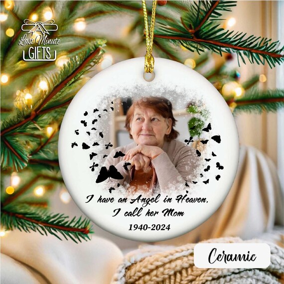 Custom Photo Memorial Ornament: Mom Loss Ceramic Ornament
