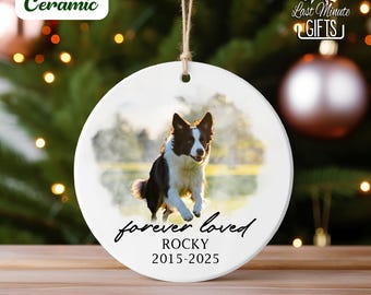 Personalized Pet Photo Ornament, Forever Loved Dog Memorial Keepsake